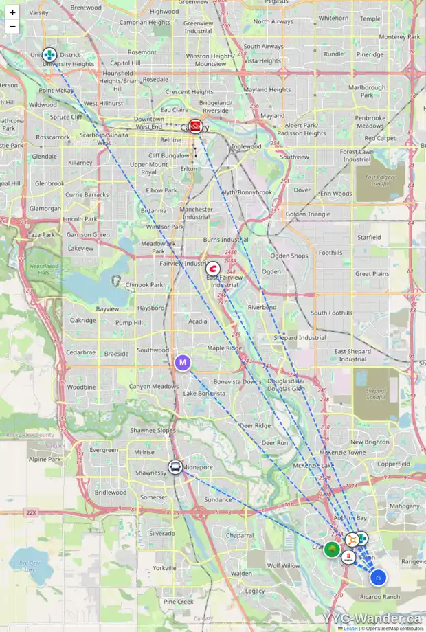 Daily accessibility map for 62 SETONSTONE PS SE, Calgary showing nearby schools, grocery stores, parks, LRT stations and nearby amenities