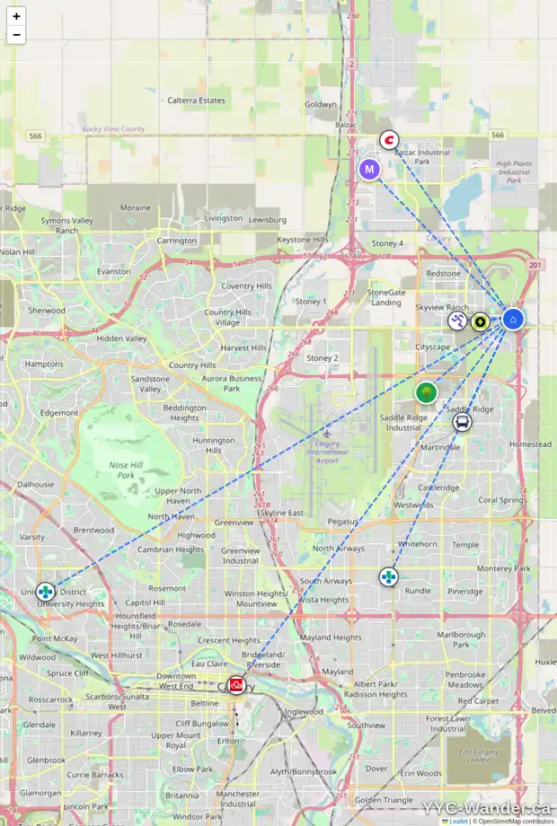 Daily accessibility map for 148 CORNERBROOK RD NE, Calgary showing nearby schools, grocery stores, parks, LRT stations and nearby amenities