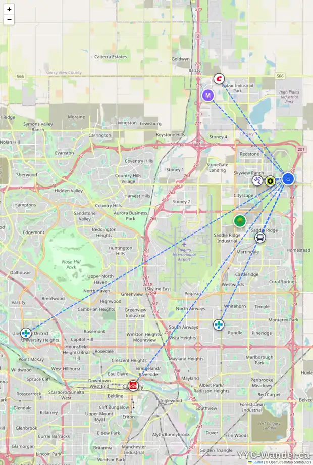 Daily accessibility map for 145 CORNERBROOK RD NE, Calgary showing nearby schools, grocery stores, parks, LRT stations and nearby amenities