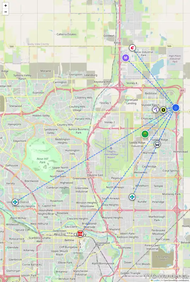 Daily accessibility map for 72 CORNERBROOK RD NE, Calgary showing nearby schools, grocery stores, parks, LRT stations and nearby amenities