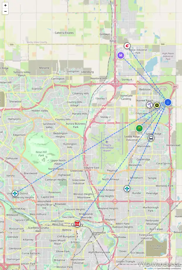 Daily accessibility map for 12 CORNERBROOK RD NE, Calgary showing nearby schools, grocery stores, parks, LRT stations and nearby amenities