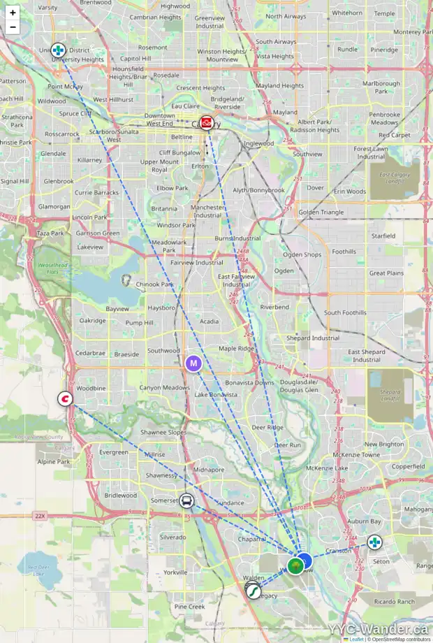 Daily accessibility map for 175 WOLF HOLLOW MR SE, Calgary showing nearby schools, grocery stores, parks, LRT stations and nearby amenities