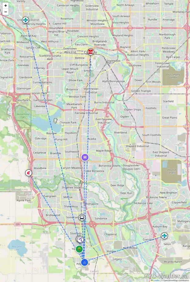 Daily accessibility map for 11 CREEKSTONE WK SW, Calgary showing nearby schools, grocery stores, parks, LRT stations and nearby amenities