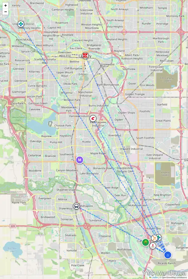 Daily accessibility map for 110 SETONSTONE MR SE, Calgary showing nearby schools, grocery stores, parks, LRT stations and nearby amenities