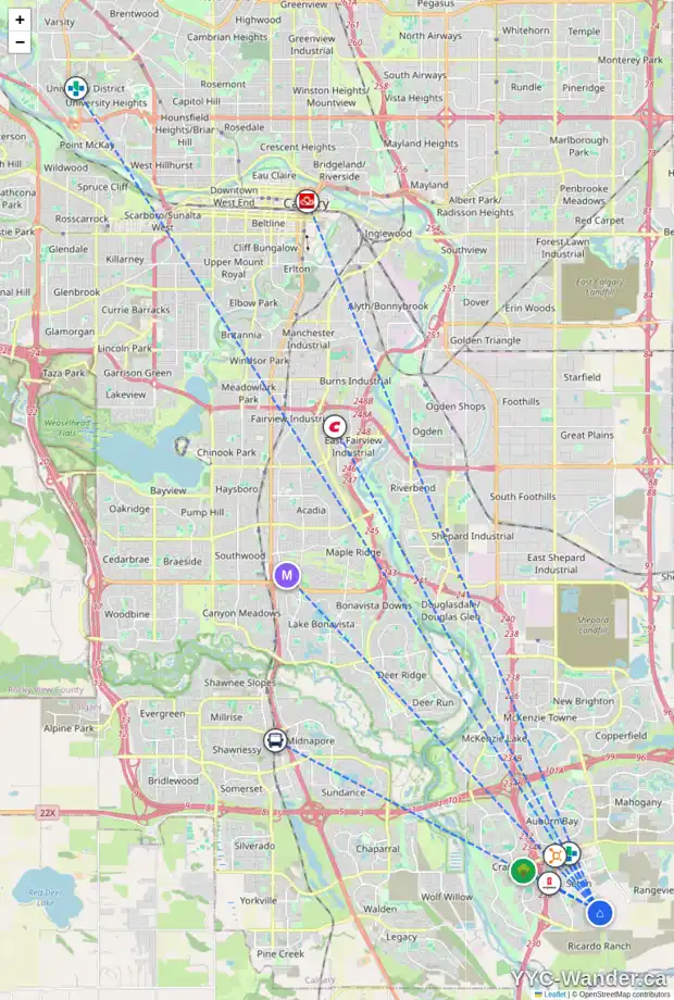 Daily accessibility map for 53 SETONSTONE MR SE, Calgary showing nearby schools, grocery stores, parks, LRT stations and nearby amenities