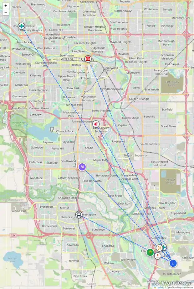 Daily accessibility map for 24 SETONSTONE GD SE, Calgary showing nearby schools, grocery stores, parks, LRT stations and nearby amenities