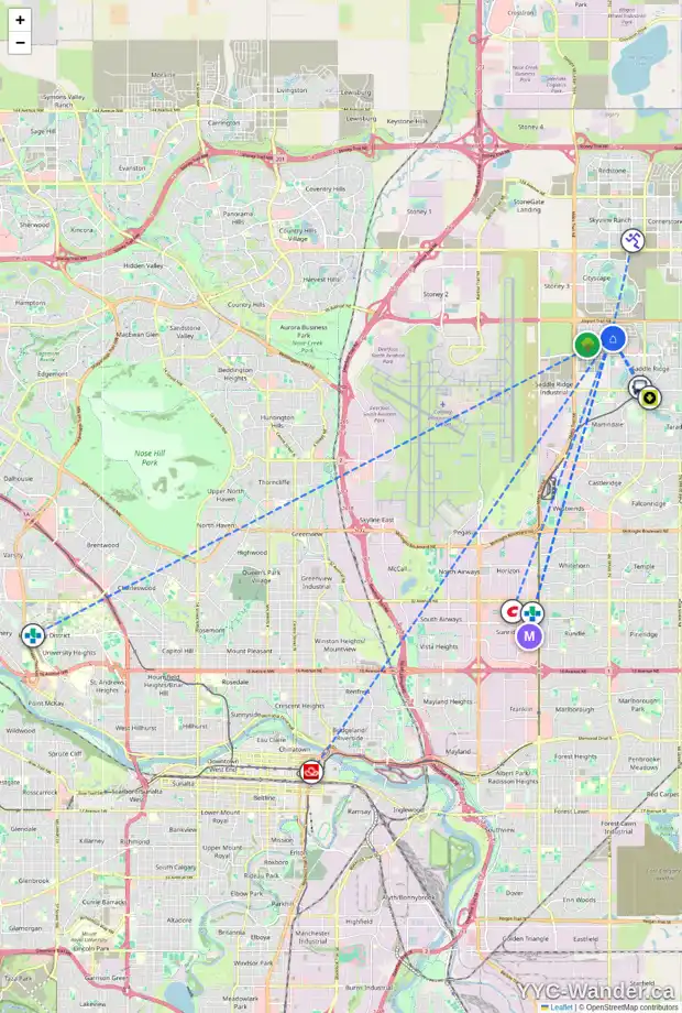 Daily accessibility map for 245 SAVANNA DR NE, Calgary showing nearby schools, grocery stores, parks, LRT stations and nearby amenities