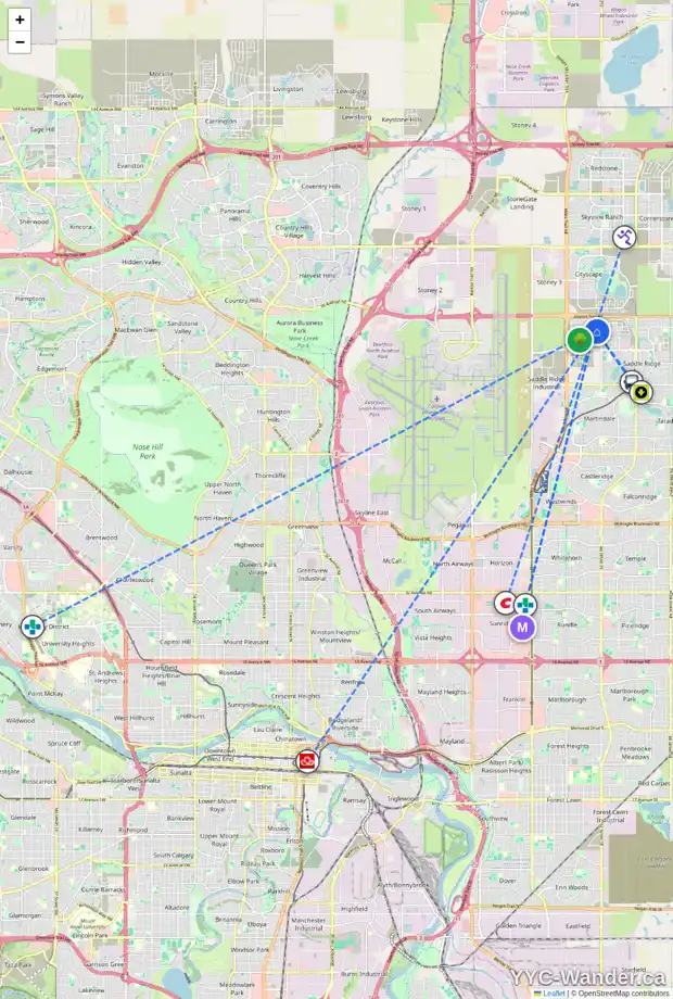 Daily accessibility map for 168 SAVANNA DR NE, Calgary showing nearby schools, grocery stores, parks, LRT stations and nearby amenities