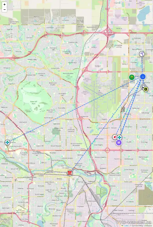 Daily accessibility map for 89 SAVANNA PL NE, Calgary showing nearby schools, grocery stores, parks, LRT stations and nearby amenities