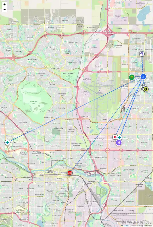 Daily accessibility map for 121 SAVANNA PL NE, Calgary showing nearby schools, grocery stores, parks, LRT stations and nearby amenities