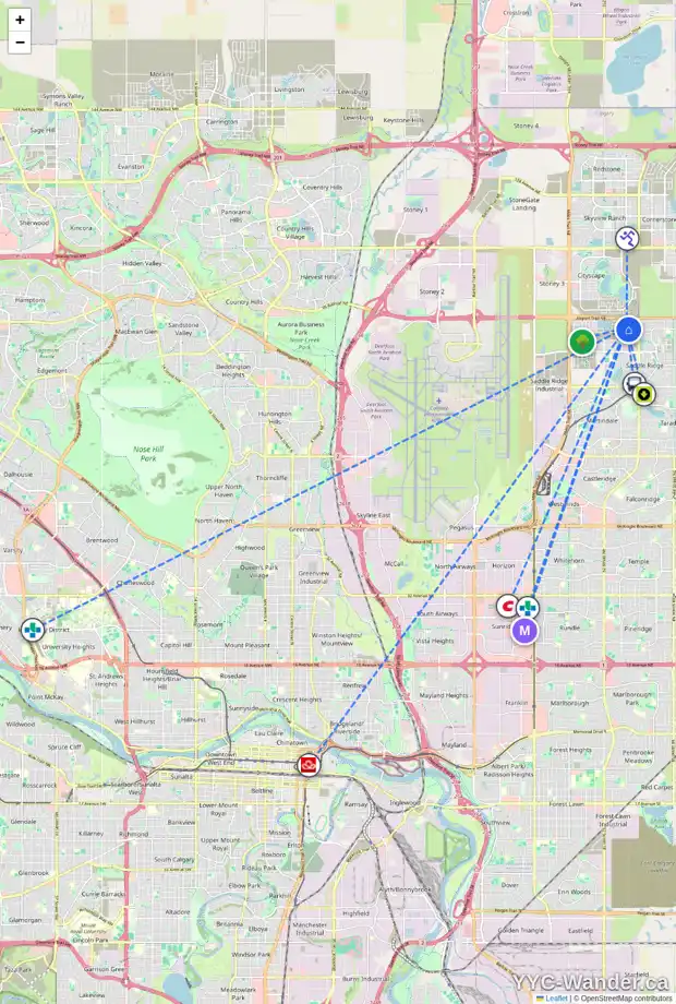 Daily accessibility map for 82 SAVANNA RI NE, Calgary showing nearby schools, grocery stores, parks, LRT stations and nearby amenities