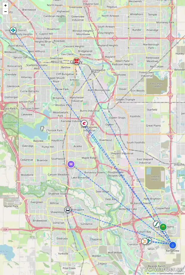 Daily accessibility map for 184 SUGARSNAP WY SE, Calgary showing nearby schools, grocery stores, parks, LRT stations and nearby amenities