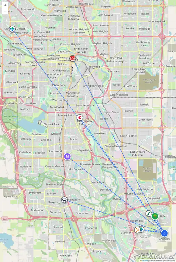 Daily accessibility map for 127 HEIRLOOM DR SE, Calgary showing nearby schools, grocery stores, parks, LRT stations and nearby amenities