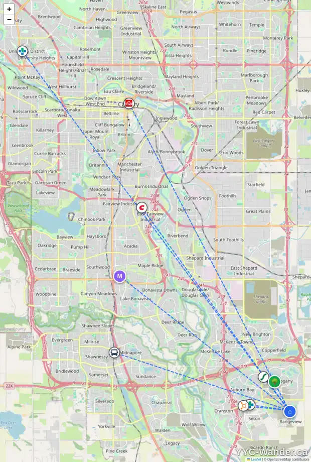 Daily accessibility map for 163 SUGARSNAP WY SE, Calgary showing nearby schools, grocery stores, parks, LRT stations and nearby amenities