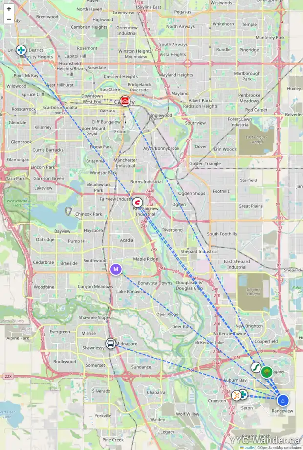 Daily accessibility map for 95 HEIRLOOM DR SE, Calgary showing nearby schools, grocery stores, parks, LRT stations and nearby amenities