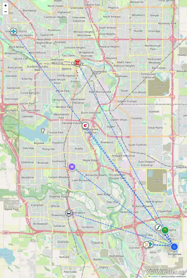Daily accessibility map for 81 SUGARSNAP WY SE, Calgary showing nearby schools, grocery stores, parks, LRT stations and nearby amenities