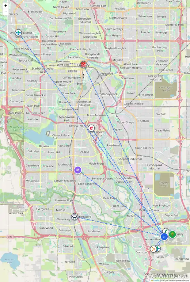 Daily accessibility map for 316 500 AUBURN MEADOWS CM SE, Calgary showing nearby schools, grocery stores, parks, LRT stations and nearby amenities