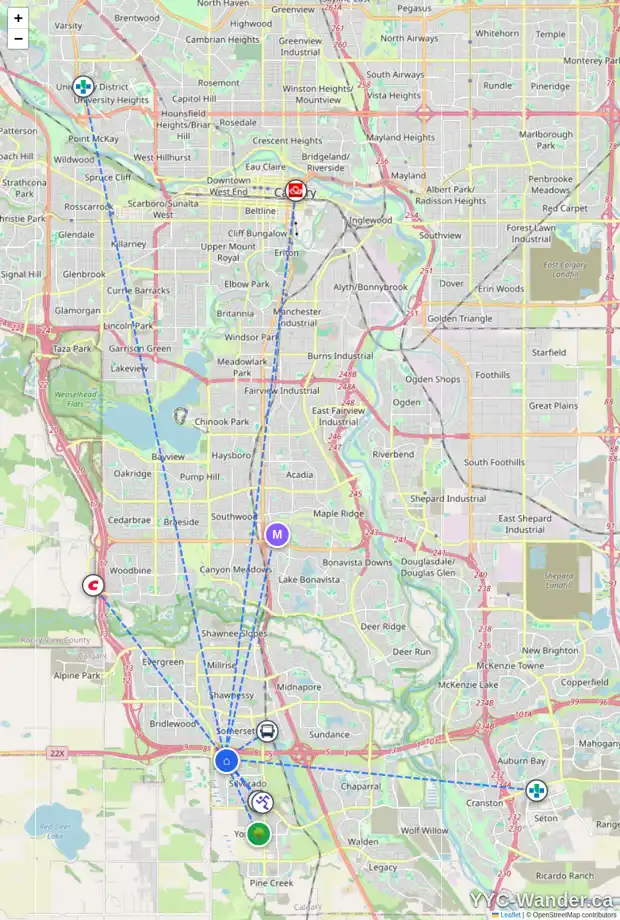 Daily accessibility map for 41 SILVER SPRUCE CO SW, Calgary showing nearby schools, grocery stores, parks, LRT stations and nearby amenities