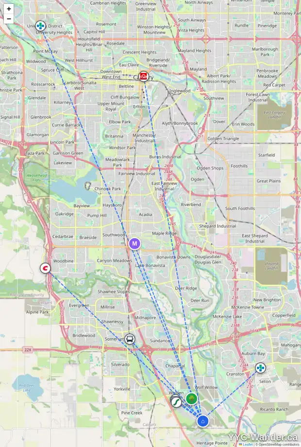 Daily accessibility map for 429 LEGACY CI SE, Calgary showing nearby schools, grocery stores, parks, LRT stations and nearby amenities