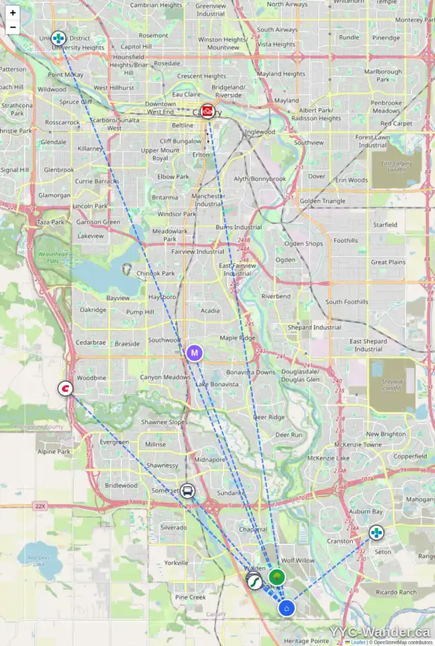 Daily accessibility map for 362 LEGACY CI SE, Calgary showing nearby schools, grocery stores, parks, LRT stations and nearby amenities