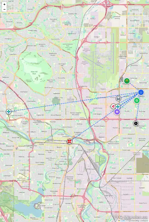 Daily accessibility map for 3 TEMPLEMONT WY NE, Calgary showing nearby schools, grocery stores, parks, LRT stations and nearby amenities