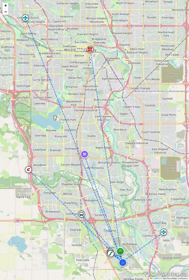 Daily accessibility map for 16 LEGACY PS SE, Calgary showing nearby schools, grocery stores, parks, LRT stations and nearby amenities