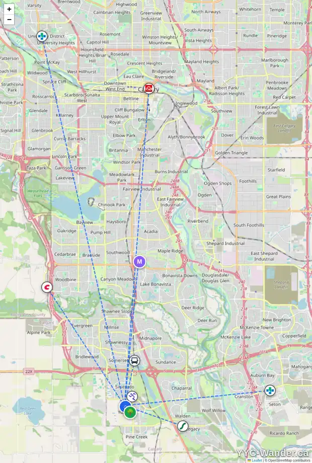 Daily accessibility map for 178 YORKVILLE BV SW, Calgary showing nearby schools, grocery stores, parks, LRT stations and nearby amenities