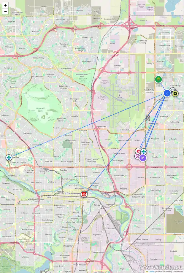 Daily accessibility map for 109 MARTINVALLEY CR NE, Calgary showing nearby schools, grocery stores, parks, LRT stations and nearby amenities