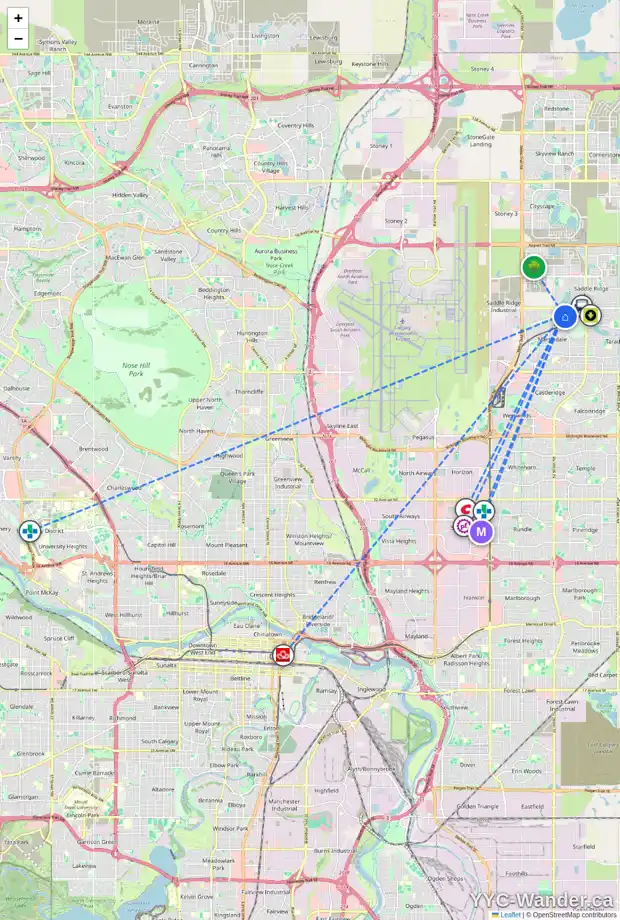 Daily accessibility map for 88 MARTINVALLEY CR NE, Calgary showing nearby schools, grocery stores, parks, LRT stations and nearby amenities