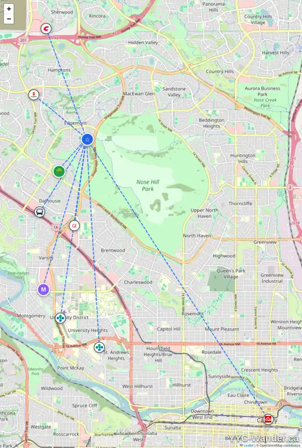 Daily accessibility map for 116 EDENWOLD DR NW, Calgary showing nearby schools, grocery stores, parks, LRT stations and nearby amenities
