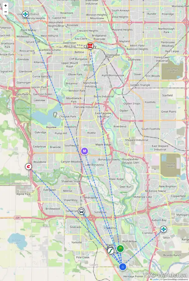 Daily accessibility map for 125 LEGACY VISTA RI SE, Calgary showing nearby schools, grocery stores, parks, LRT stations and nearby amenities