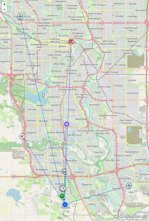 Daily accessibility map for 159 CREEKSTONE CI SW, Calgary showing nearby schools, grocery stores, parks, LRT stations and nearby amenities