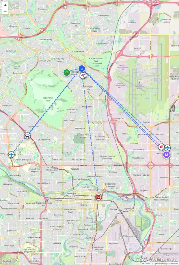 Daily accessibility map for 151 BERMUDA DR NW, Calgary showing nearby schools, grocery stores, parks, LRT stations and nearby amenities