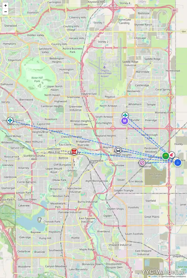 Daily accessibility map for 331 8500 19 AV SE, Calgary showing nearby schools, grocery stores, parks, LRT stations and nearby amenities