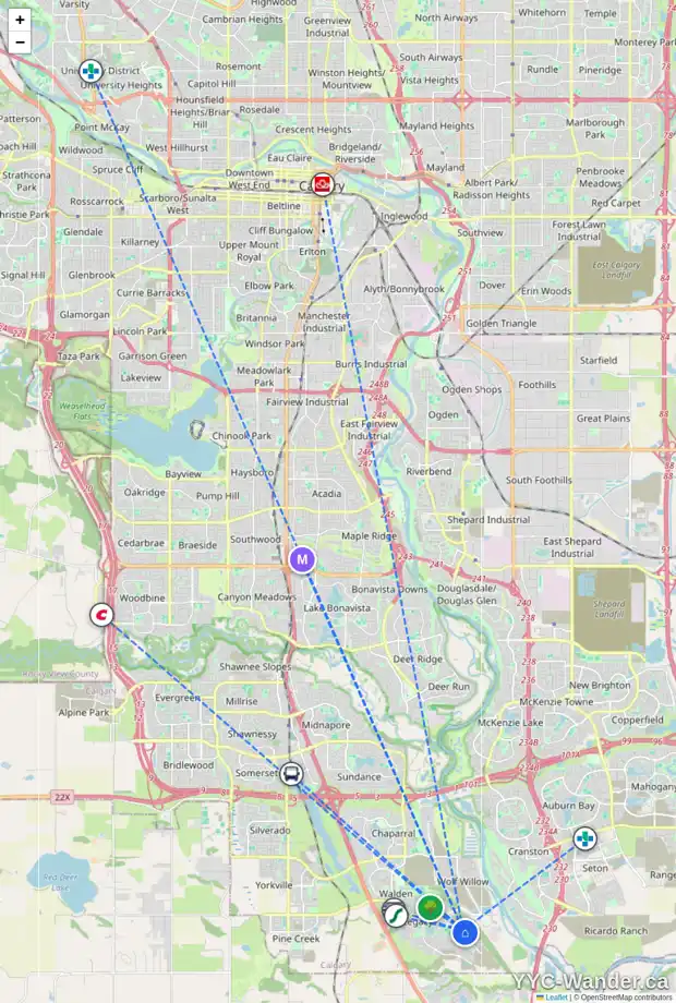 Daily accessibility map for 47 LEGACY REACH CO SE, Calgary showing nearby schools, grocery stores, parks, LRT stations and nearby amenities