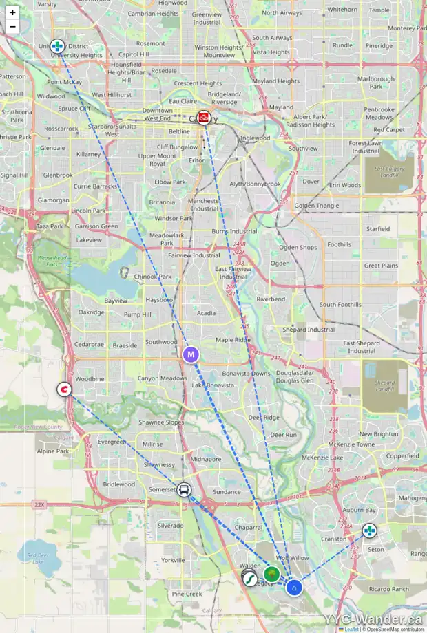 Daily accessibility map for 97 LEGACY REACH CI SE, Calgary showing nearby schools, grocery stores, parks, LRT stations and nearby amenities