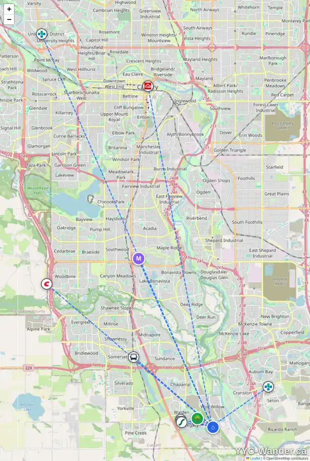 Daily accessibility map for 106 LEGACY REACH CI SE, Calgary showing nearby schools, grocery stores, parks, LRT stations and nearby amenities