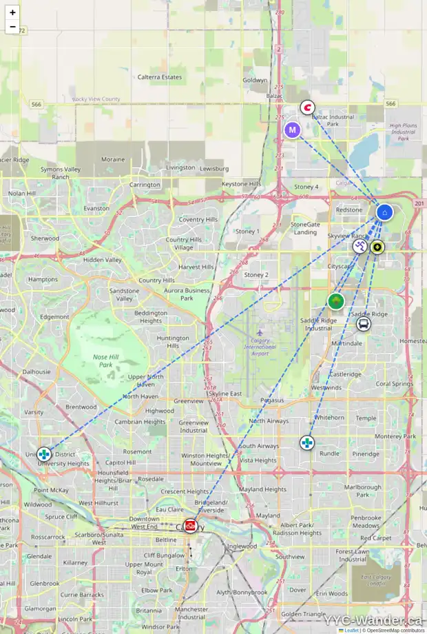 Daily accessibility map for 79 CORNER GLEN MR NE, Calgary showing nearby schools, grocery stores, parks, LRT stations and nearby amenities