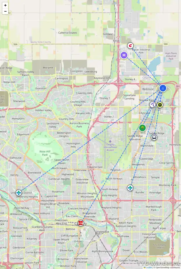 Daily accessibility map for 90 CORNER GLEN GV NE, Calgary showing nearby schools, grocery stores, parks, LRT stations and nearby amenities