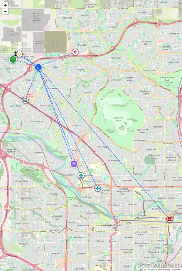 Daily accessibility map for 260 CITADEL WY NW, Calgary showing nearby schools, grocery stores, parks, LRT stations and nearby amenities