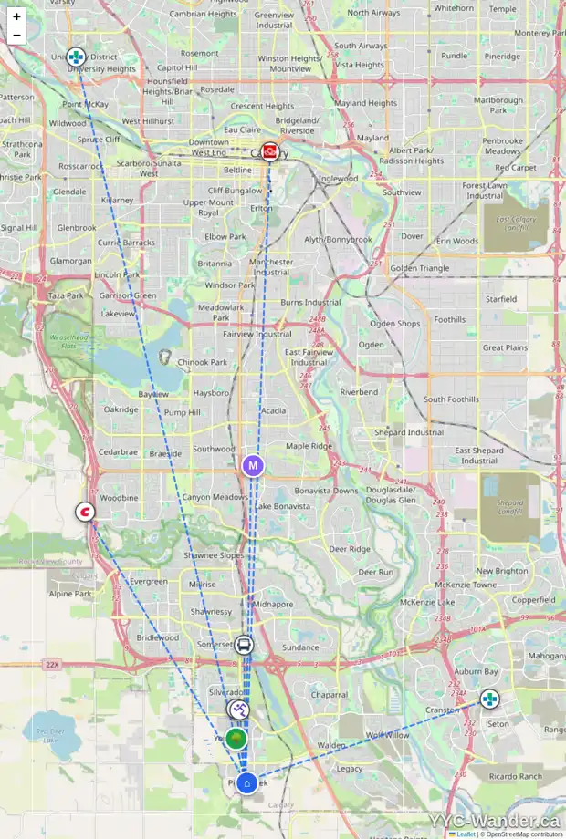 Daily accessibility map for 80 CREEKSTONE MR SW, Calgary showing nearby schools, grocery stores, parks, LRT stations and nearby amenities