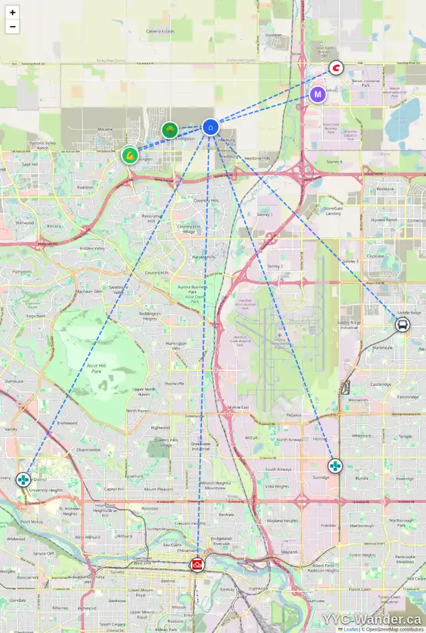Daily accessibility map for 138 HERRON WY NE, Calgary showing nearby schools, grocery stores, parks, LRT stations and nearby amenities