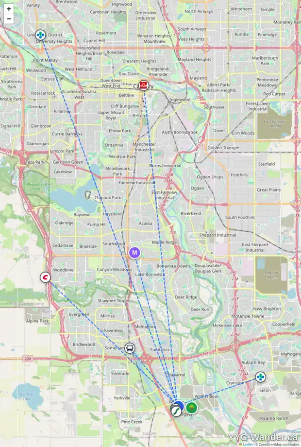 Daily accessibility map for 101 25 WALGROVE WK SE, Calgary showing nearby schools, grocery stores, parks, LRT stations and nearby amenities
