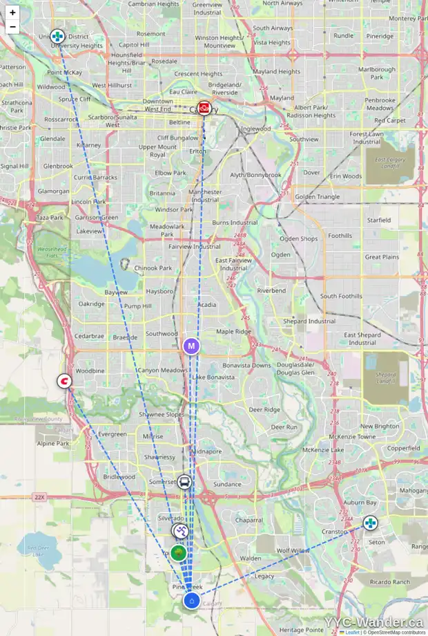 Daily accessibility map for 28 CREEKVIEW MR SW, Calgary showing nearby schools, grocery stores, parks, LRT stations and nearby amenities