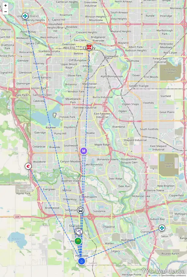 Daily accessibility map for 141 CREEKVIEW MR SW, Calgary showing nearby schools, grocery stores, parks, LRT stations and nearby amenities