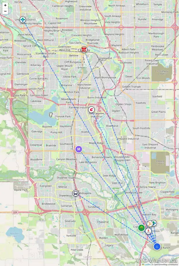 Daily accessibility map for 656 BUFFALOBERRY MR SE, Calgary showing nearby schools, grocery stores, parks, LRT stations and nearby amenities