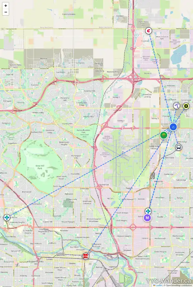 Daily accessibility map for 8964 CITYSCAPE DR NE, Calgary showing nearby schools, grocery stores, parks, LRT stations and nearby amenities
