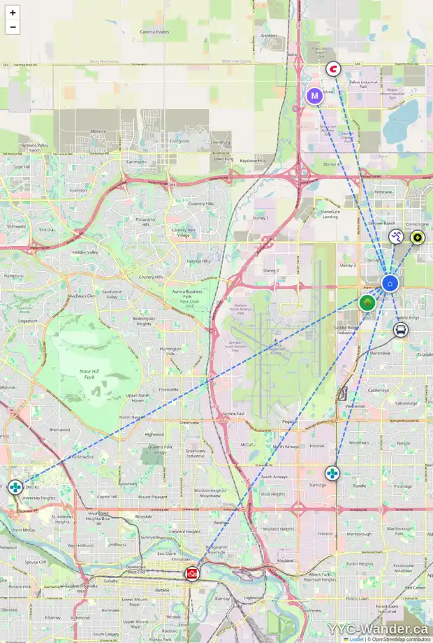 Daily accessibility map for 8937 CITYSCAPE DR NE, Calgary showing nearby schools, grocery stores, parks, LRT stations and nearby amenities