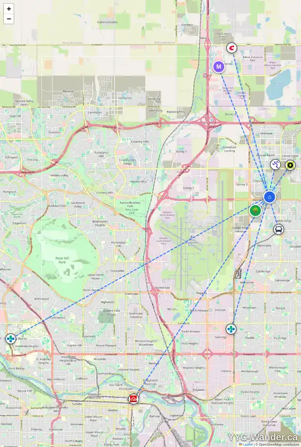 Daily accessibility map for 8985 CITYSCAPE DR NE, Calgary showing nearby schools, grocery stores, parks, LRT stations and nearby amenities