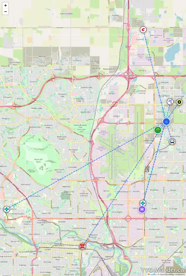 Daily accessibility map for 8997 CITYSCAPE DR NE, Calgary showing nearby schools, grocery stores, parks, LRT stations and nearby amenities